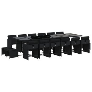 vidaXL Ensemble à manger de jardin 17 Pièces coussins noir résine tressée