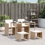 vidaXL Ensemble à manger de jardin avec coussins 5Pièces Beige poly rotin