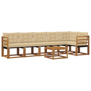 vidaXL Ensemble de canapés d'extérieur 7 pc Naturel et Beige