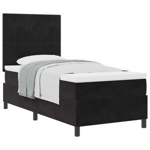 vidaXL Lit à ressorts avec matelas Noir 90 x 200 cm Velours