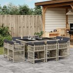 vidaXL Ensemble à manger de jardin 11Pièces avec coussins gris poly rotin