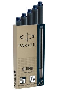 Etui de 5 de cartouches QUINK pour stylo à plume encre Bleu Noir PARKER