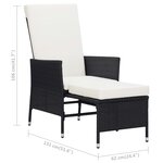vidaXL Salon de jardin 2 Pièces avec coussins Résine tressée Noir