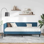 vidaXL Cadre de lit d'angle avec matelas 2 Pièces Bleu Velours