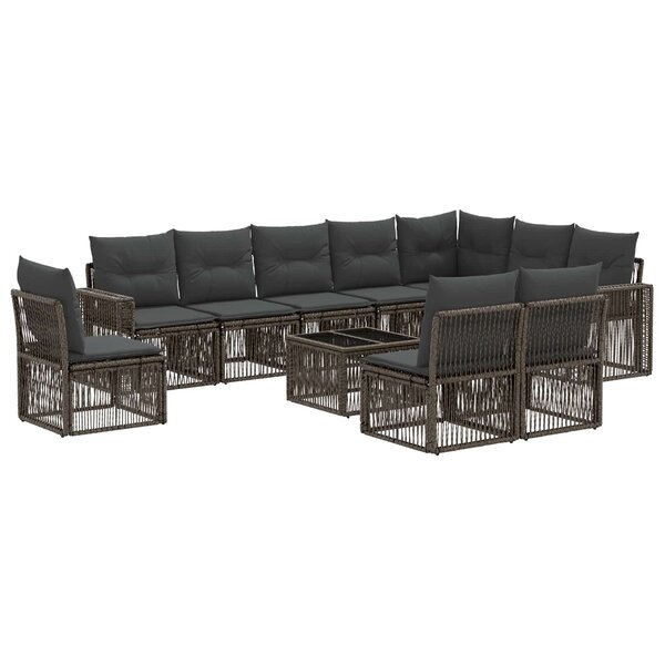 vidaXL Ensemble de canapé de jardin 11 pc Gris et Gris foncé polyrotin