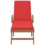 vidaXL Chaises longues avec coussins 2 Pièces Bois de teck solide Rouge