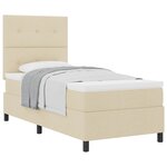 vidaXL Lit à ressorts avec matelas Crème 90 x 190 cm tissu