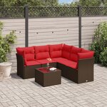 vidaXL Salon de jardin 6 Pièces avec coussins marron résine tressée