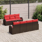 vidaXL Ensemble de canapé de jardin 8 Pièces Beige et Rouge polyrotin