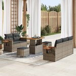 vidaXL Ensemble de canapé de jardin 8 Pièces Gris polyrotin