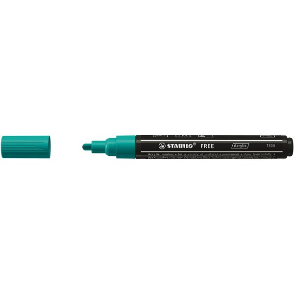 Marqueur pointe moyenne FREE acrylic T300 vert turquoise STABILO