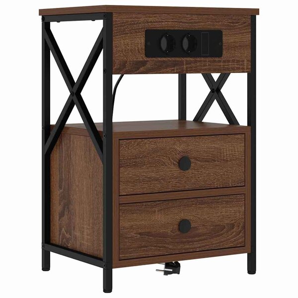 vidaXL Cabinet de chevet avec tiroir Chêne marron 40 x 31 x 60 cm