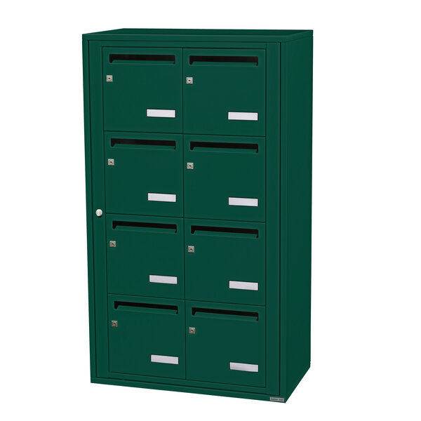 Bloc collectif Leabox 2x4 grade 3 simple face intérieur fixation murale vert mousse ral 6005 finition brillante