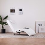 vidaXL Chaise longue de massage avec oreiller Blanc Similicuir