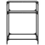 vidaXL Table console avec dessus en verre noir 60x35x81 cm acier