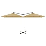 vidaXL Parasol de jardin double avec mât en acier taupe 600x300 cm