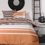 Parure de lit 240 x 220 cm -Orange  Noir et Blanc