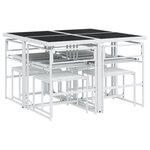 vidaXL Ensemble à manger de jardin avec coussins 9 Pièces blanc textilène