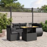 vidaXL Salon de jardin 6 Pièces avec coussins noir résine tressée
