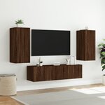 vidaXL Unités murales TV avec LED 4 Pièces chêne marron bois d'ingénierie