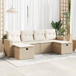 vidaXL Salon de jardin avec coussins 6 Pièces beige résine tressée