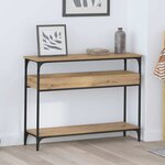vidaXL Table console avec étagère chêne artisanal 100 x 29 x 75 cm