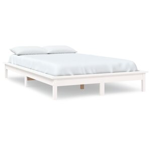 vidaXL Cadre de lit sans matelas blanc 160x200 cm bois massif