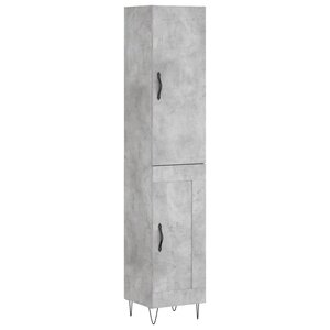 vidaXL Buffet haut Gris béton 34 5x34x180 cm Bois d'ingénierie