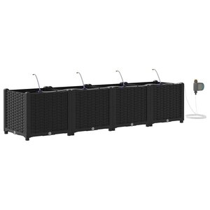 vidaXL Cache-pot de jardin 4 Pièces Noir Acier