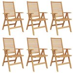 vidaXL Chaise 6 pc Marron Bois de teck massif Convertible
