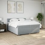 vidaXL Sommier à lattes de lit avec matelas Gris clair 200x200cm Tissu