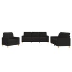 vidaXL Ensemble de canapés 3 Pièces avec coussins Noir Tissu