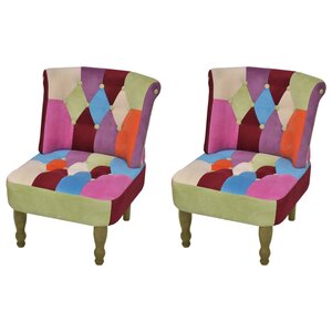 vidaXL Chaises en style français lot de 2 avec design patchwork tissu