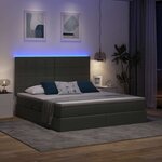 vidaXL Lit avec rangement et LED Gris foncé 180 x 200 cm Polyester