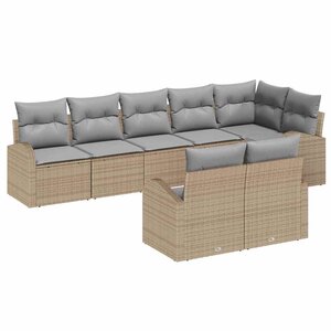 vidaXL Ensemble de canapé de jardin 8 Pièces Beige et Gris clair