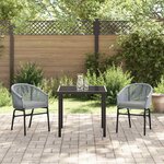 vidaXL Ensemble de salle à manger pour jardin 3 Pièces Gris Poly rotin