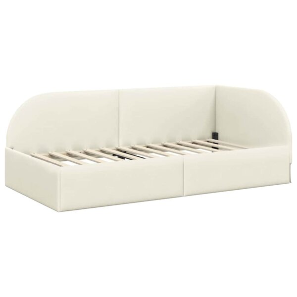 vidaXL Cadre de lit d'angle avec tête de lit Crème 90 x 200 cm Velours