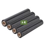 Pack And Move - Lot 4 Rouleaux Film Étirable - 300 M - Noir - Film Déménagement Film Emballage Film Palette Film Protection