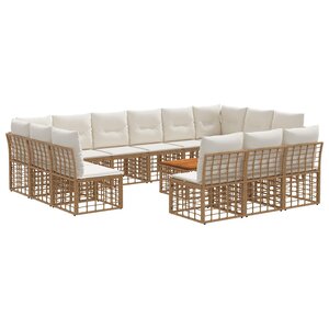 vidaXL Ensemble de canapés d'extérieur 14 Pièces Blanc Naturel et Crème