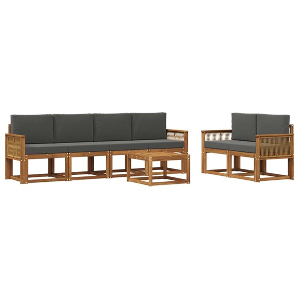 vidaXL Ensemble de canapés d'extérieur 7 pc Naturel et Anthracite