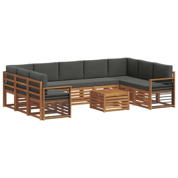 vidaXL Ensemble de canapés d'extérieur 10 pc Naturel et Anthracite