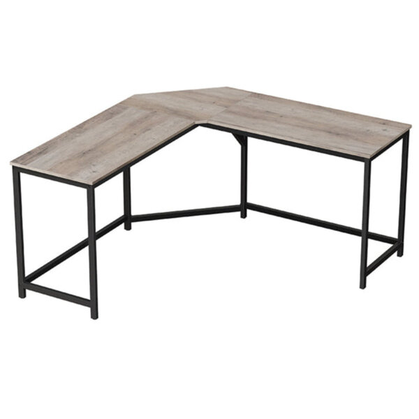 Bureau d’angle 149 x 149 x 76 cm table en forme de L pour travailler et réviser bureau à domicile gain d'espace montage facile style industriel grège et noir 12_0004566