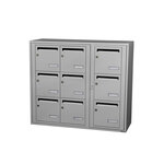 Bloc collectif Leabox 3x3  grade 3  simple face  intérieur  fixation murale  gris clair ral 7035 finition brillante