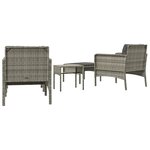 vidaXL Salon de jardin 5 Pièces avec coussins Gris Résine tressée