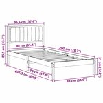 vidaXL Cadre de lit avec tête de lit rembourrée Gris foncé 90 x 200 cm