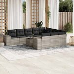 vidaXL Salon de jardin 11 Pièces avec coussins gris clair résine tressée