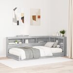 vidaXL Lit bibliothèque Gris Sonoma 75x190 cm Bois d'ingénierie