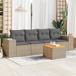 vidaXL Salon de jardin avec coussins 5 Pièces beige résine tressée