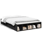 vidaXL Cadre de lit noir 140x190 cm bois d'ingénierie