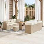 vidaXL Ensemble de canapé de jardin 11 Pièces Beige polyrotin